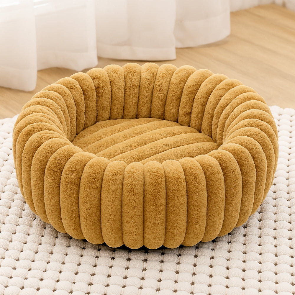 Purrfectly Plush Round Pet Bed Brown