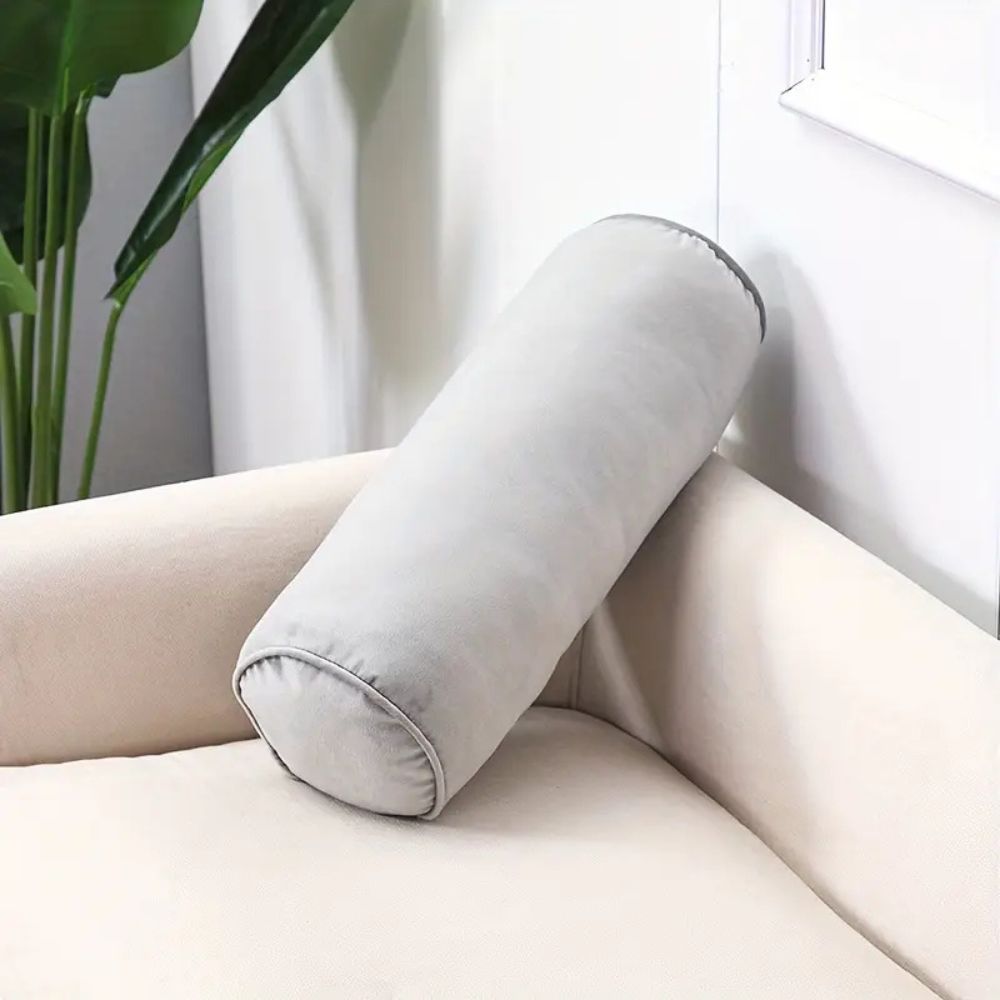 Plush Velvet Bolster Cushion Gray