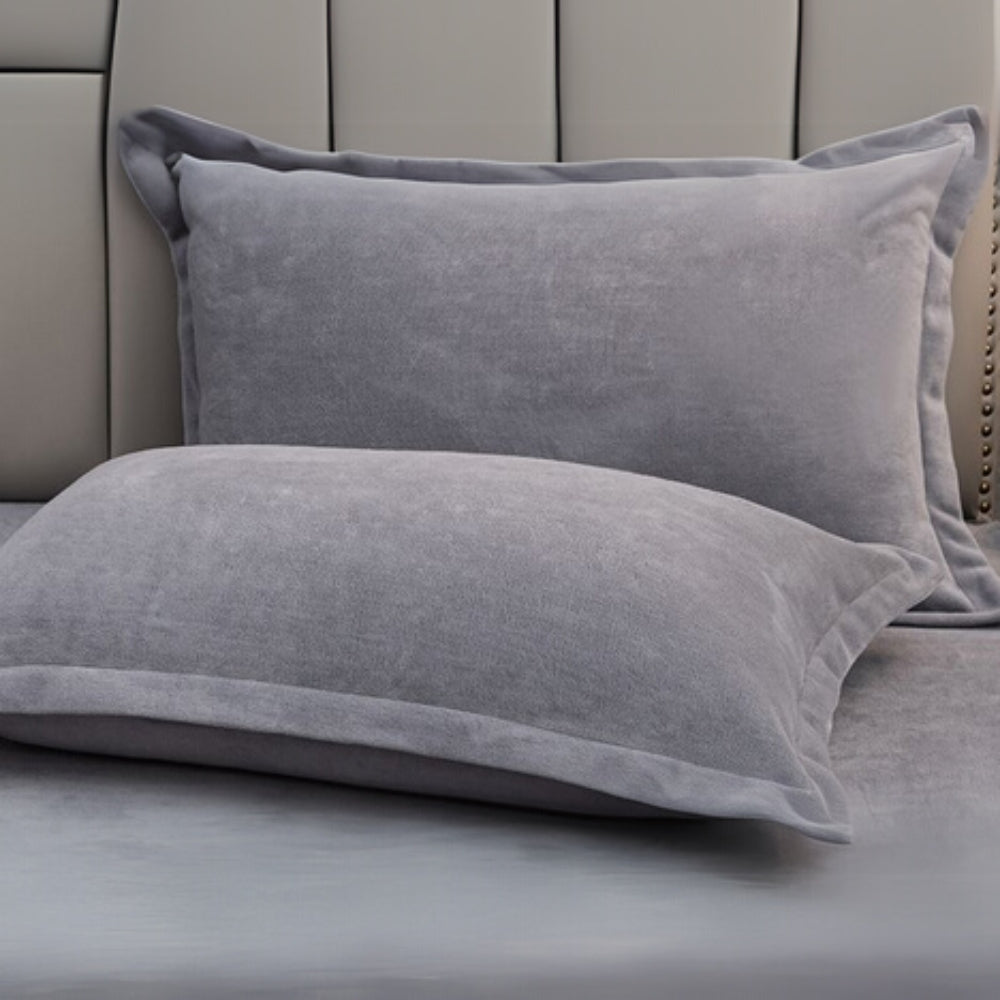 Fleece Comfort Pillow Covers Light Gray 19"x29"x0.79"