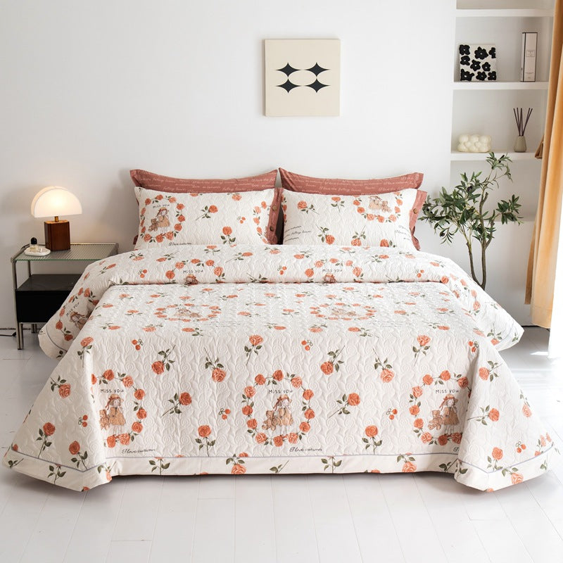 Floral Quilted Bedspread Roses