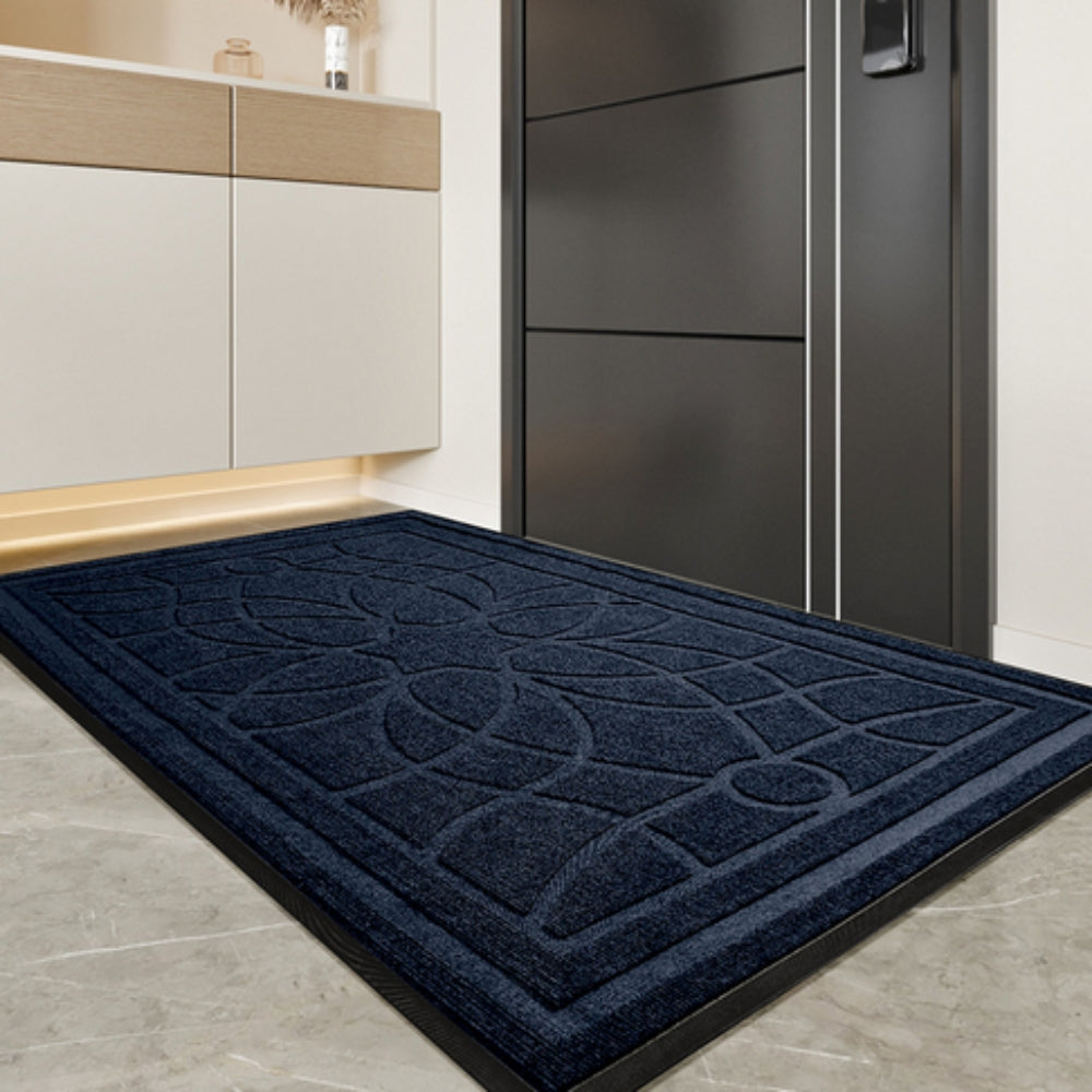Mandala Patterned Door Mat Blue