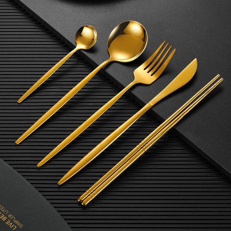 Nara Matte Black & Gold Cutlery Set