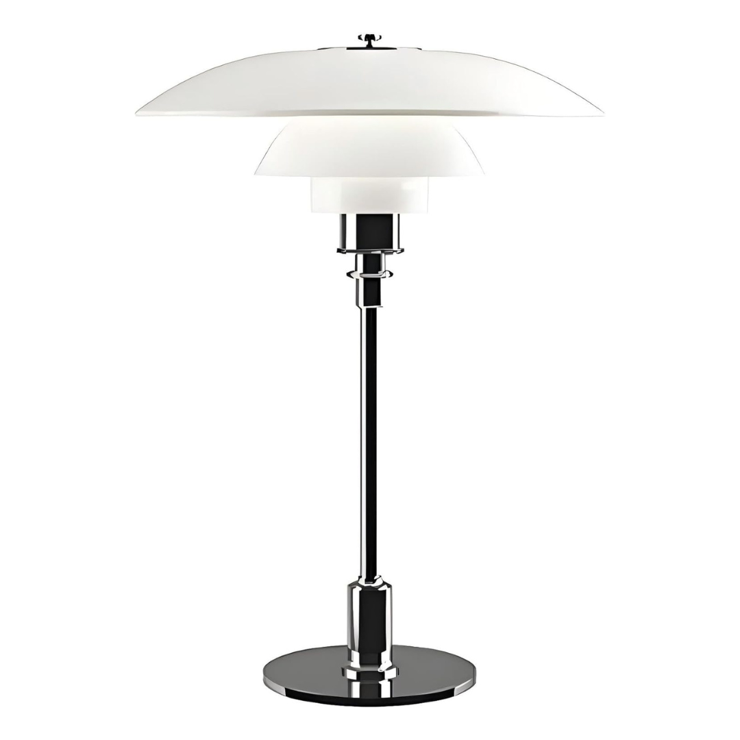 Modern Scandinavian Table Lamp Chrome & White