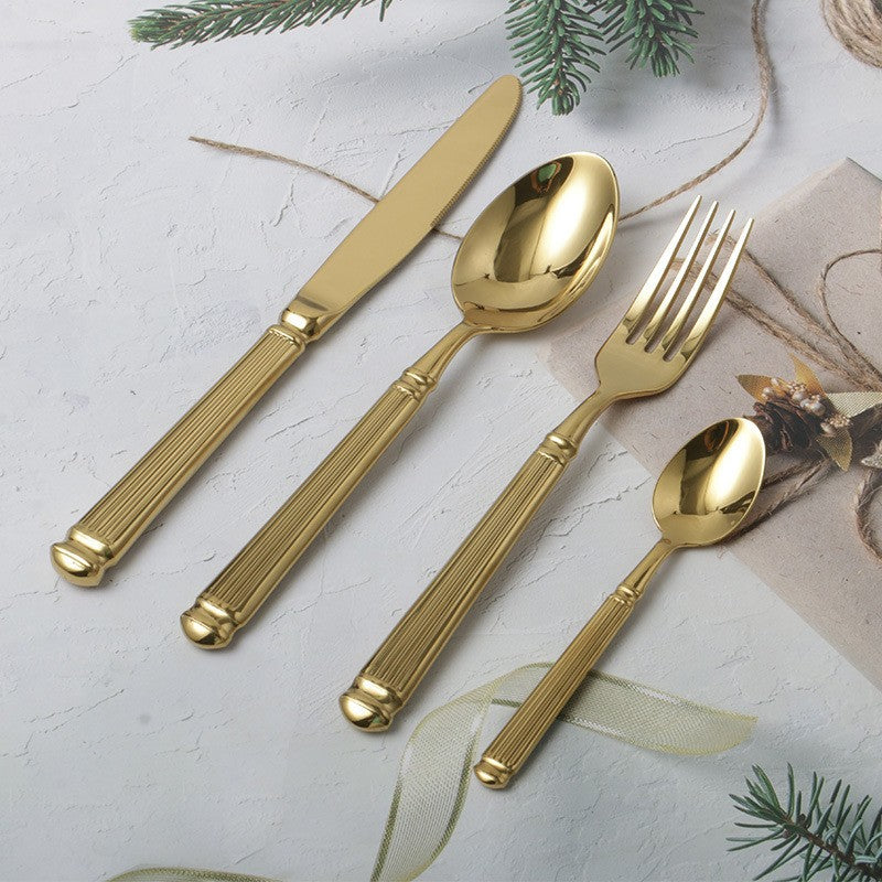 Roman Gold Silverware Set – Sculpted Flatware