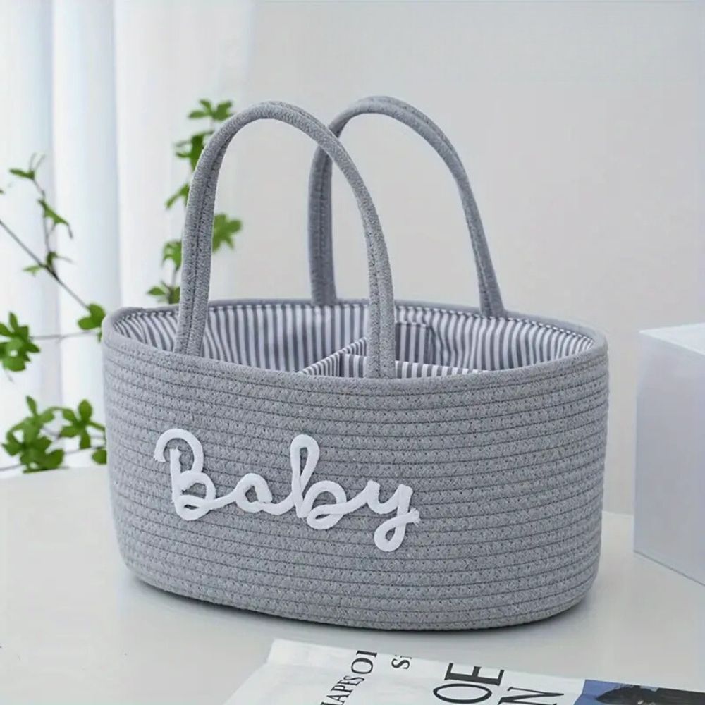 Cotton Rope Baby Caddy Organizer Light Gray