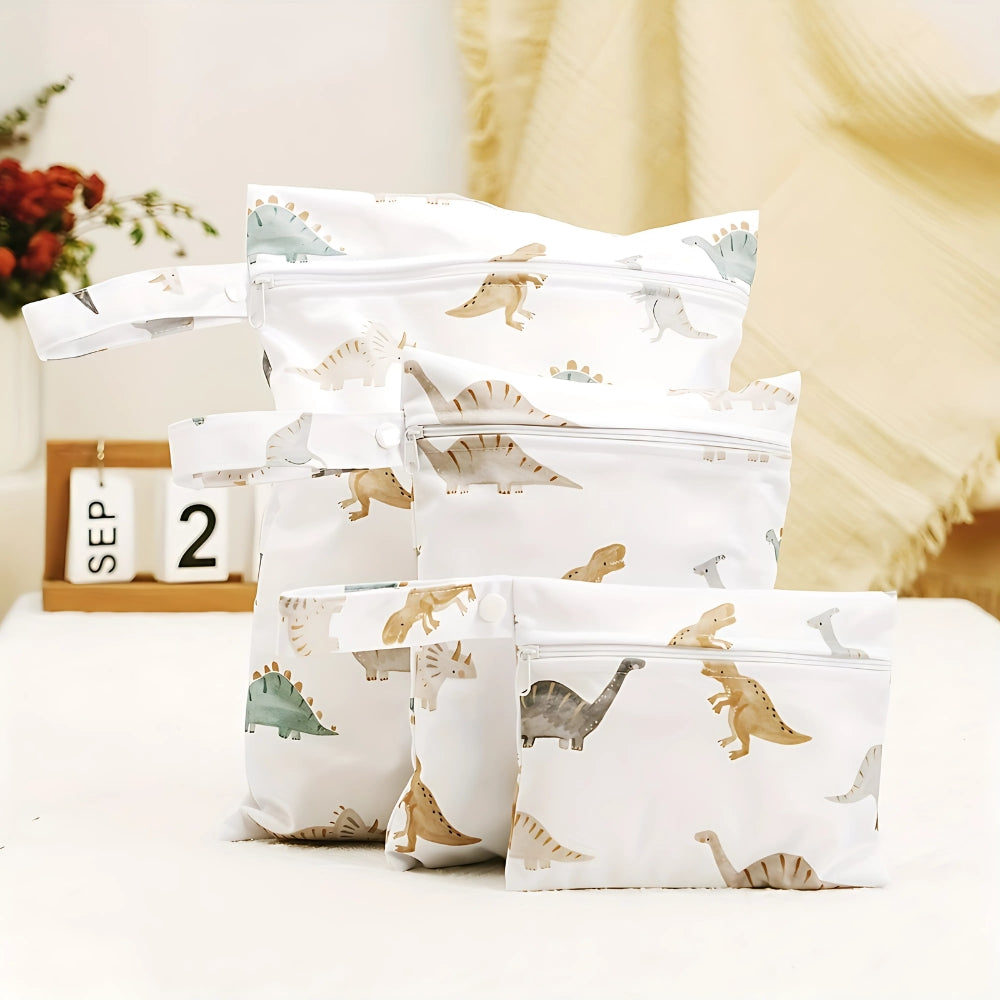 Baby Zoo Safari Print Reusable Wet Dry Bag | 3pcs Set Neutral Dino