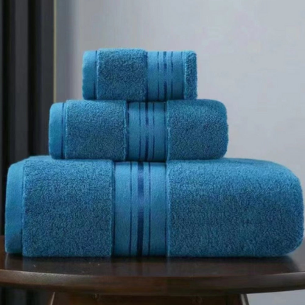 Cloud Comfort Egyptian Towel Set Blue Green 3 Piece Towel Set