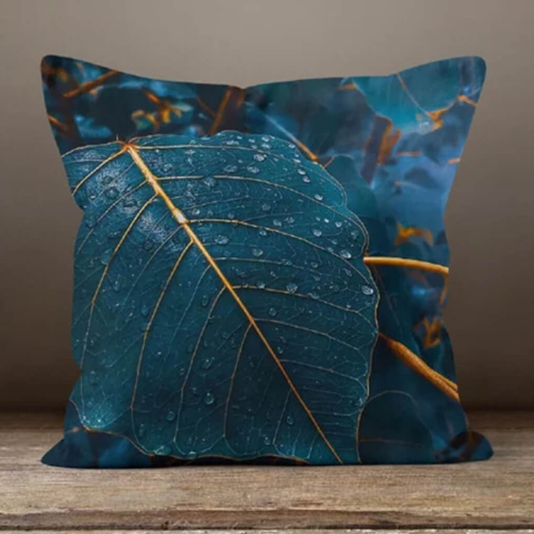 Emerald Leaf Cushion Cover Glittering