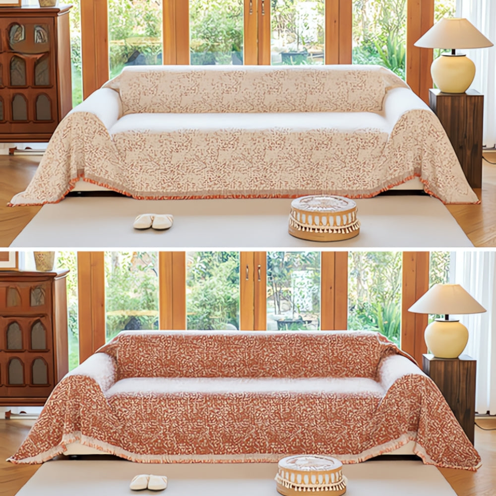 Nordic Speckle Reversible Sofa Cover Peach Petal