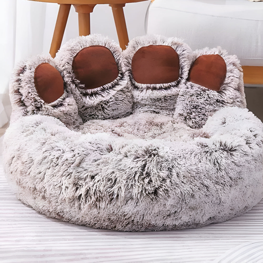 Furry Paw-Shaped Pet Bed Coffee