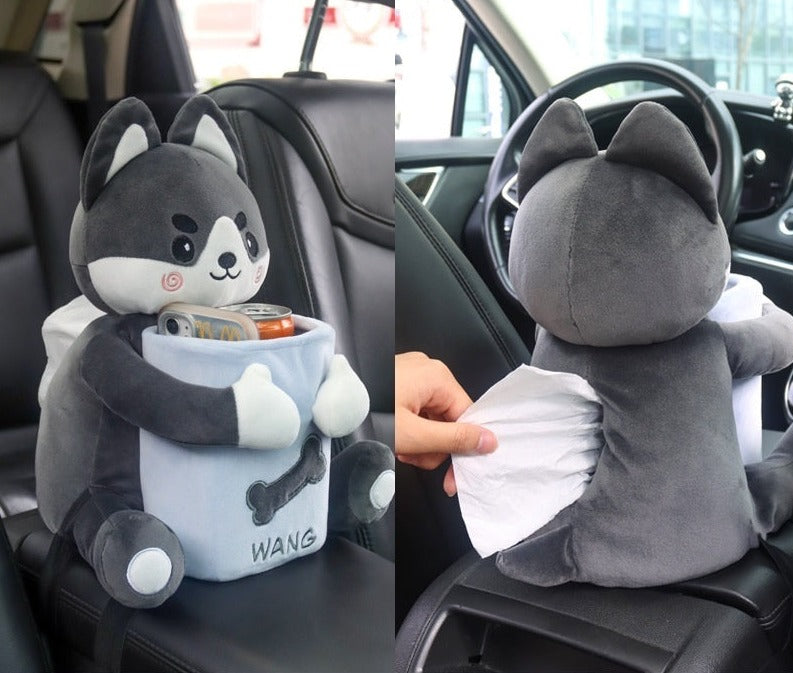 Woof™ - 3 in 1 Car Tissue, Trash and Storage Box Rocky