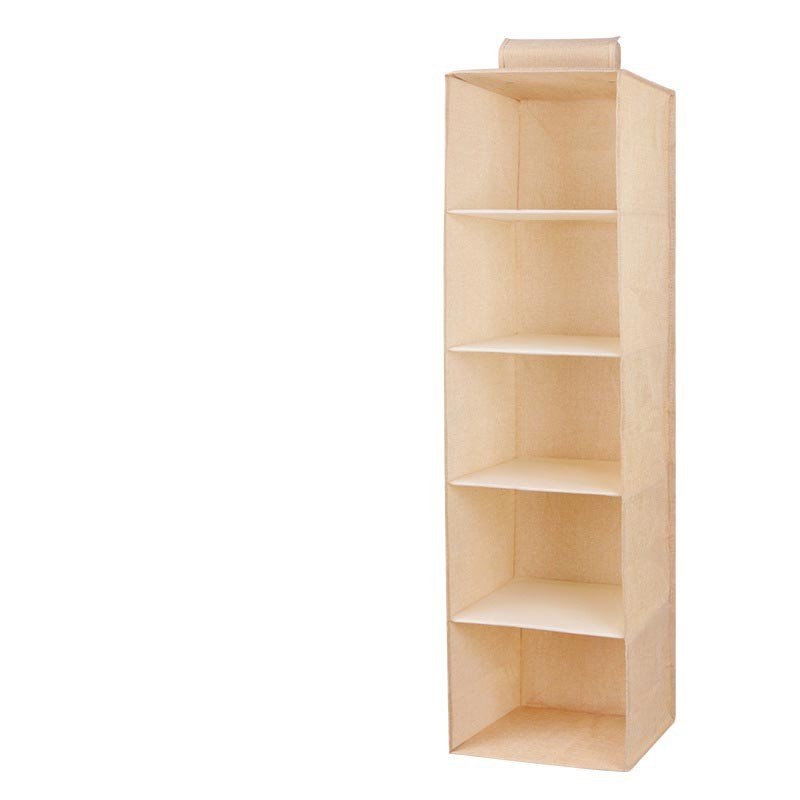 Hanging Closet Organizer - Shelf Storage 5 Layer Beige
