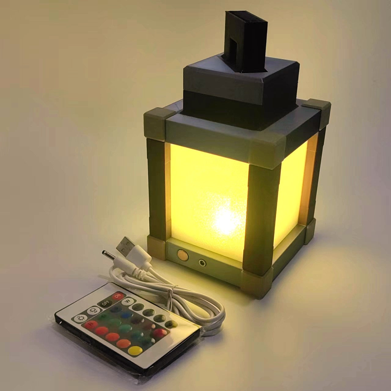 Mine Lantern - Pixelated Night Light Cear+RGB+Remote