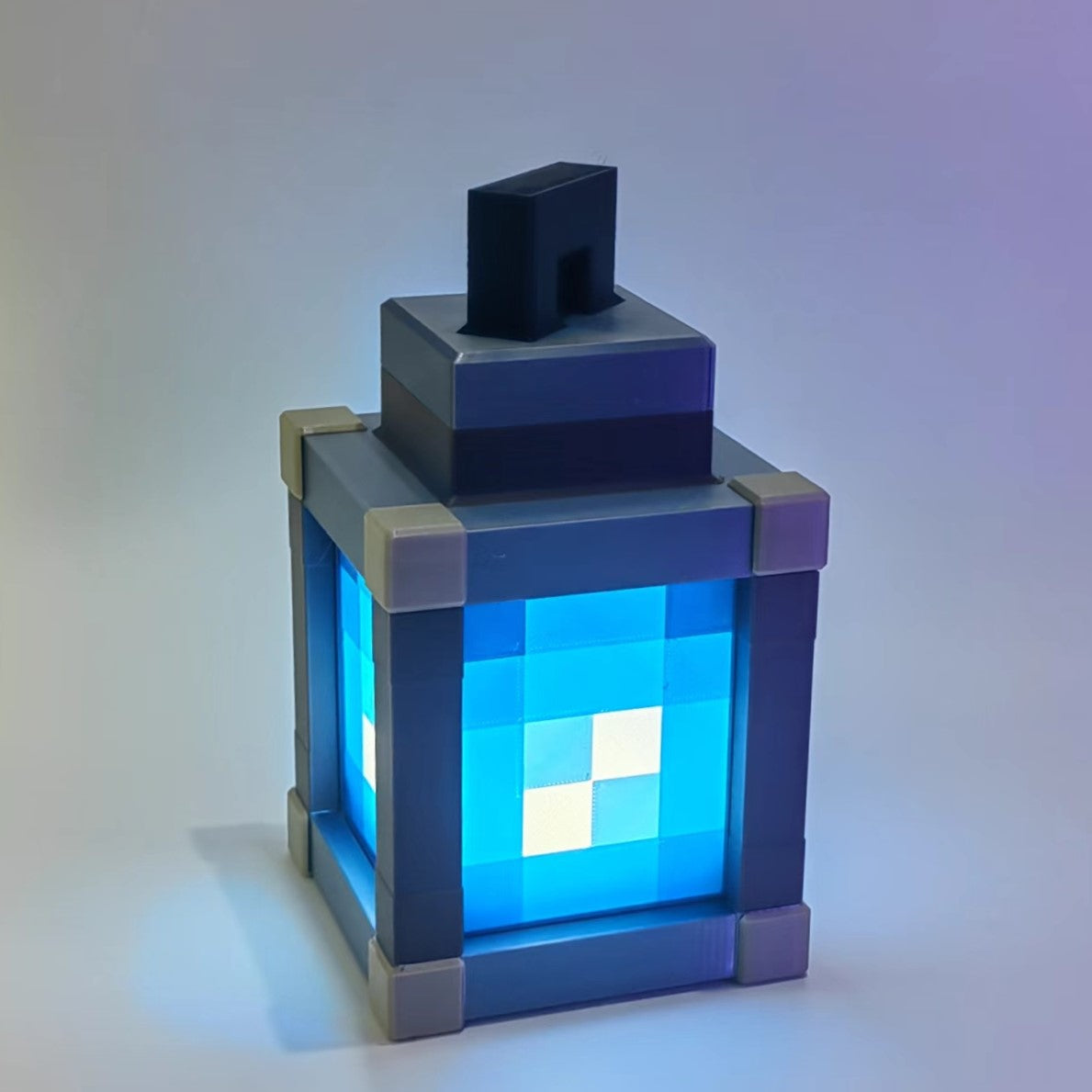 Mine Lantern - Pixelated Night Light Soul Blue