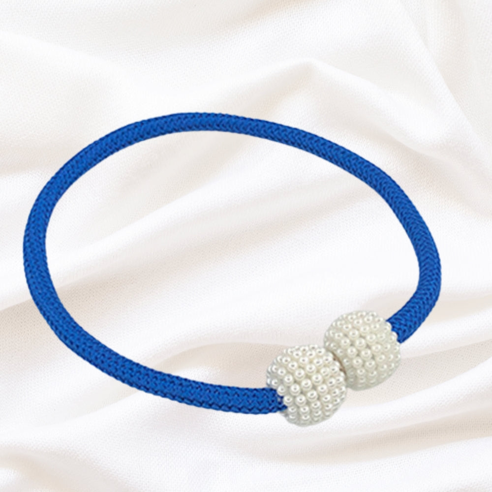 Magnetic Pearl Curtain Tie Back | 2pcs Set Royal Blue