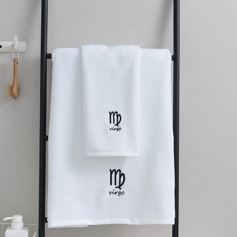 Zodiac Luxury Towel Set (2-Piece) White Virgo
