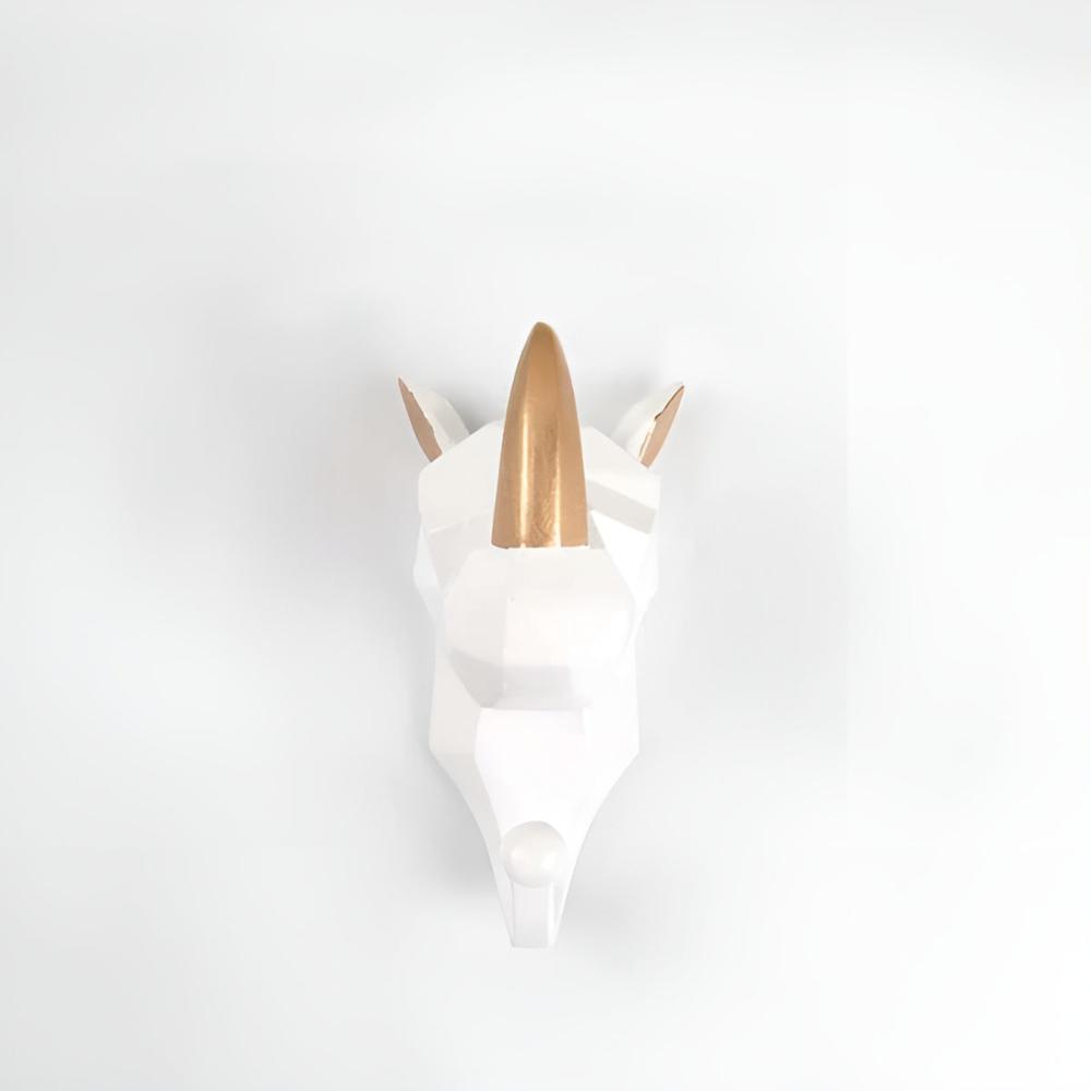 Animal Head Wall-Mounted Key Holder Ivory Rhino