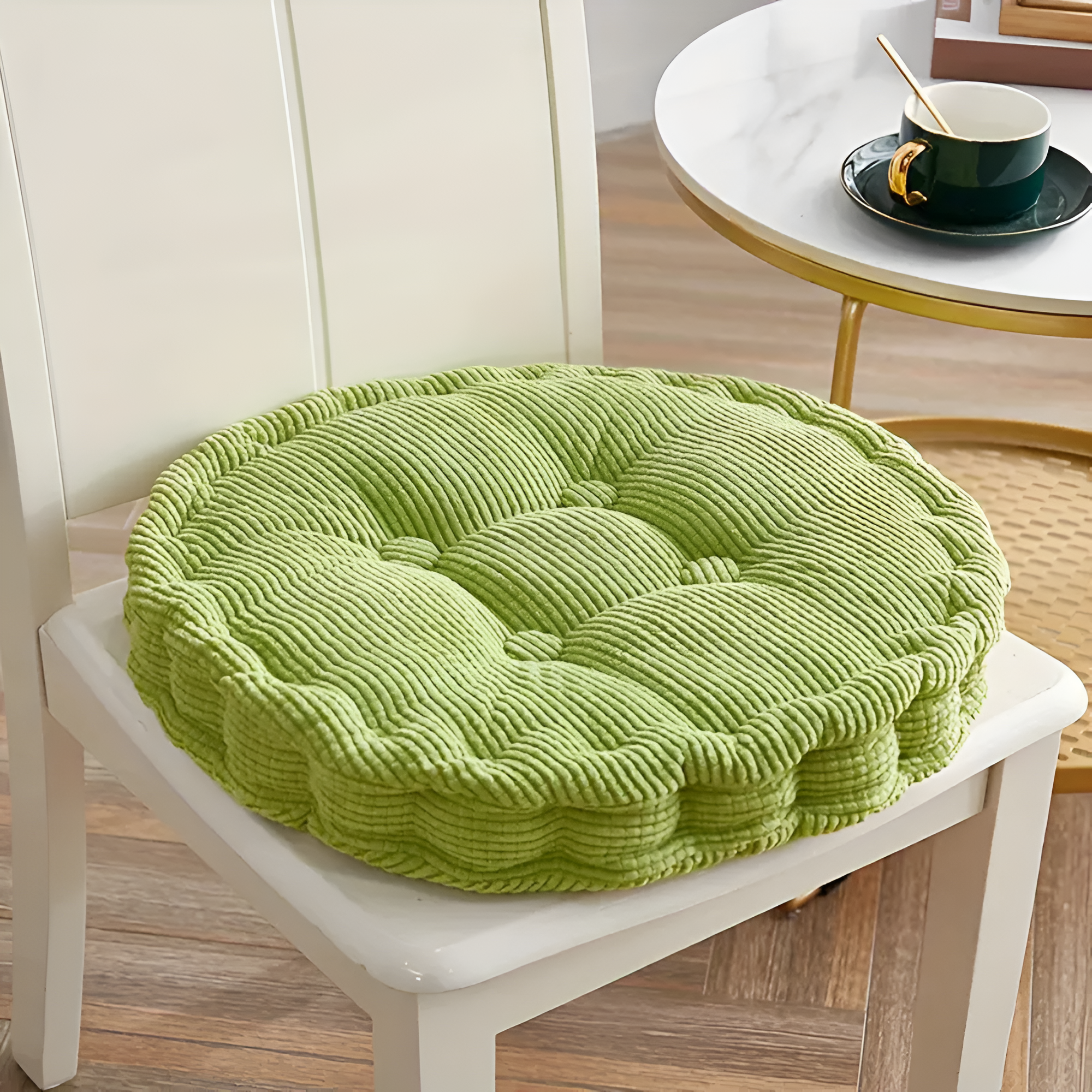 Stackable Corduroy Chair Cushions Tender Green