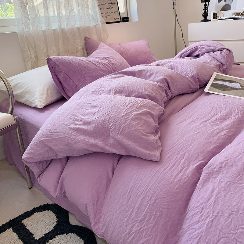 Washed Cotton Bedding Set (4PCS) Purple