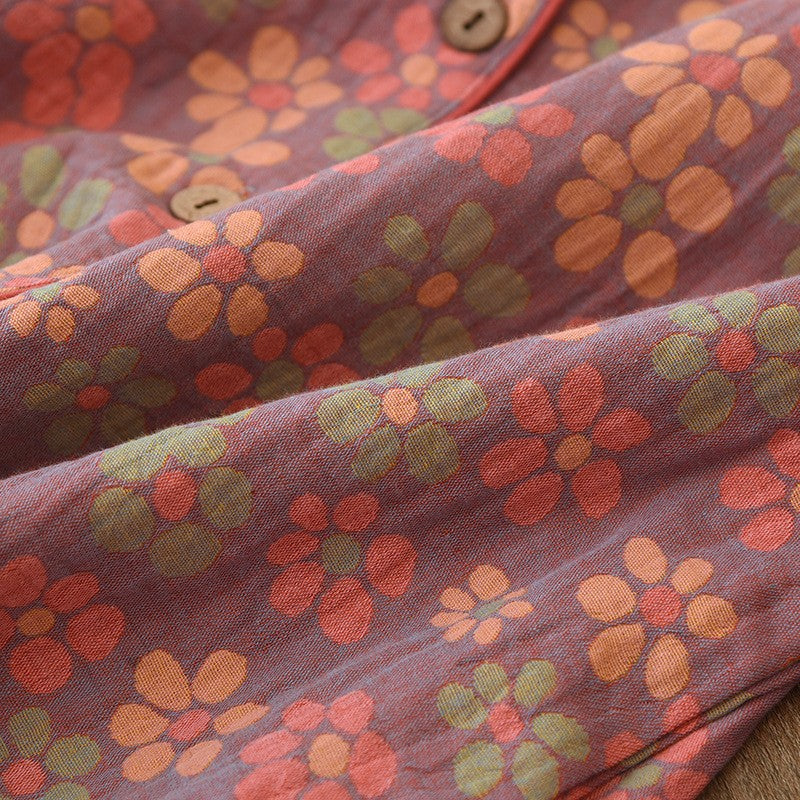 Women's Cotton Pajama Set with Daisy Pattern