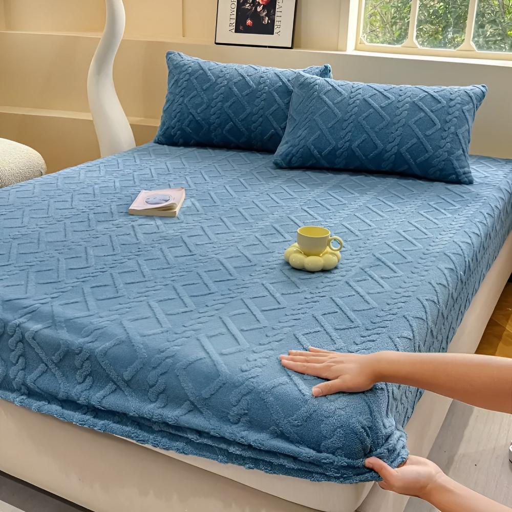 Premium Velvet Sherpa Sheet Set Berry Blue