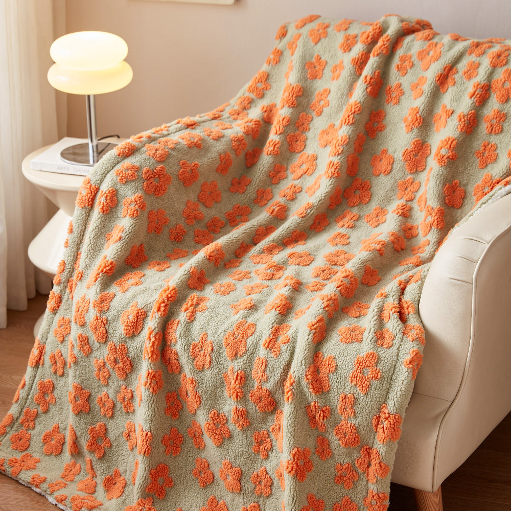 Nature's Wildflower Bliss Blanket Tangerine Floral