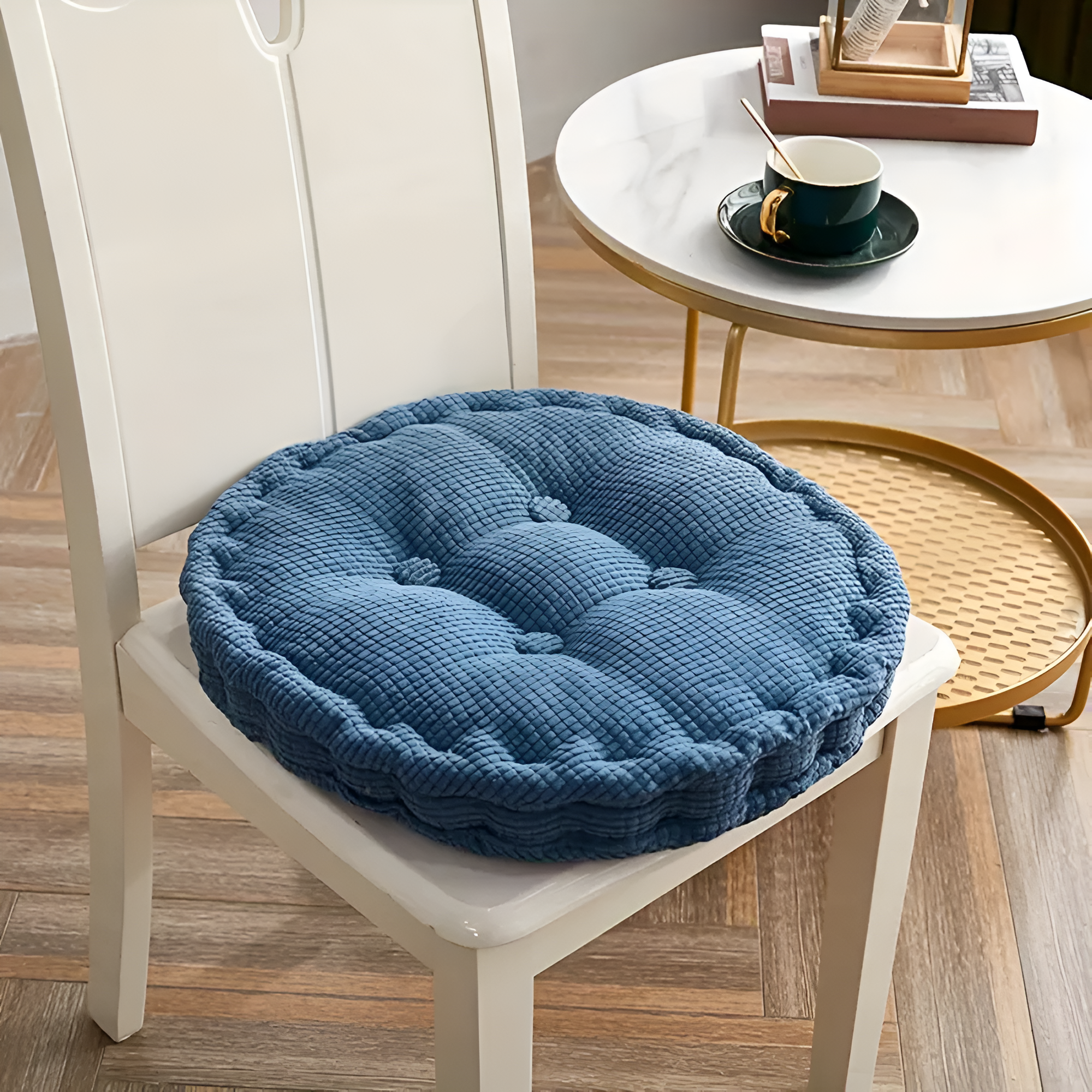 Stackable Corduroy Chair Cushions Gray Blue