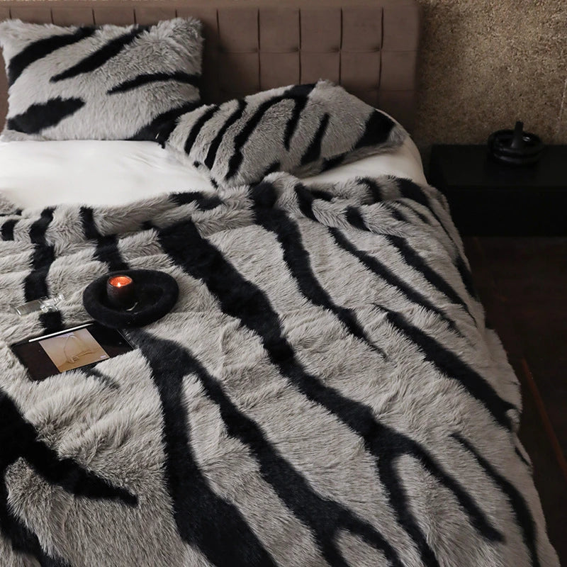 Zebra Faux Fur Blanket