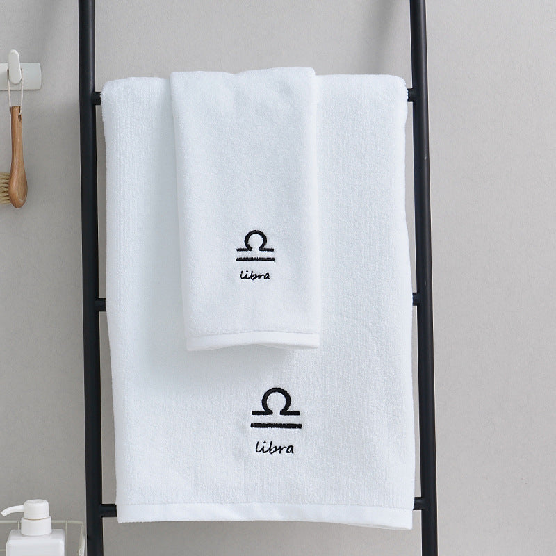Zodiac Luxury Towel Set (2-Piece) White Libra