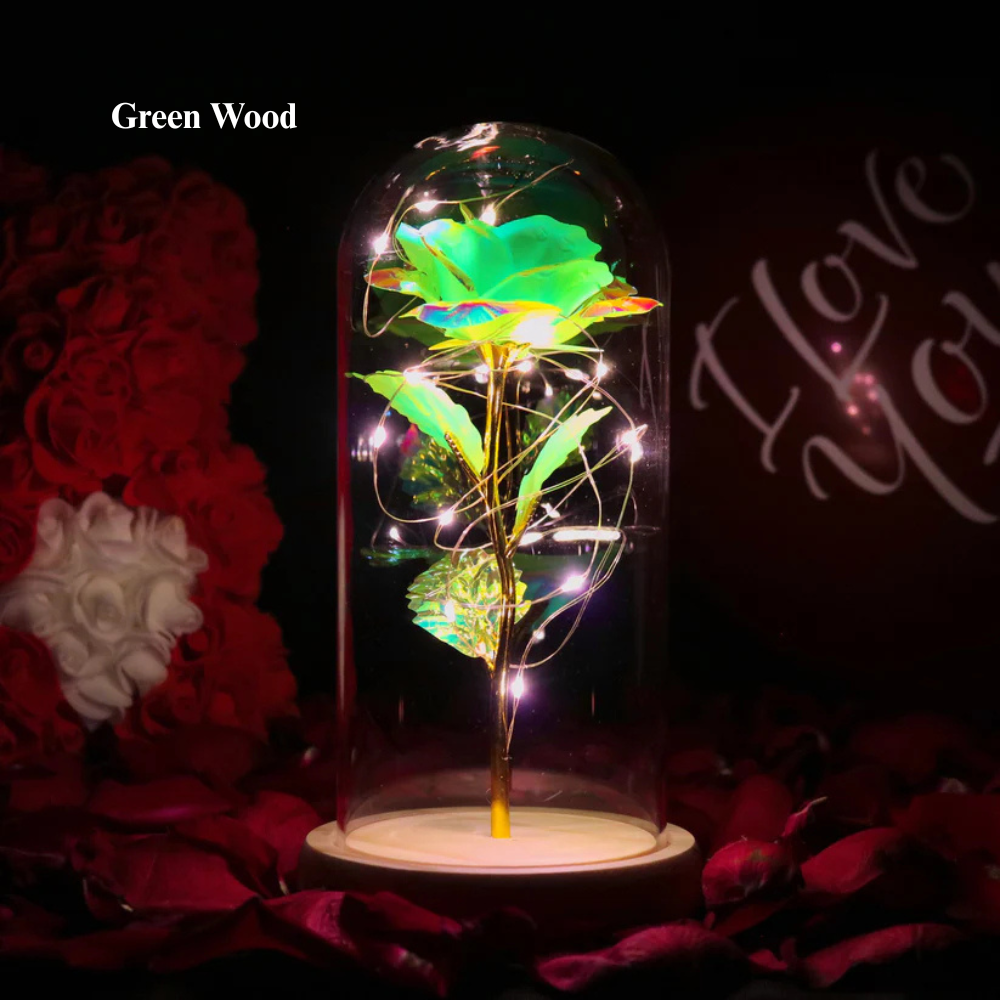 LumiRose™ | Enchanted Sparkly Rose Green Wood