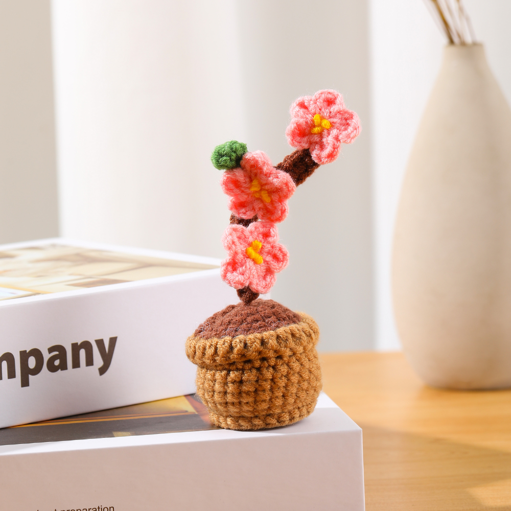 Crochet Flower Pot Pink Sakura