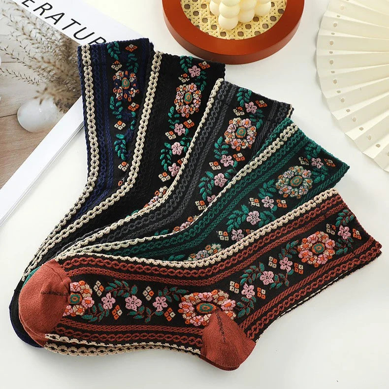 Women's Vintage Floral Crew Socks