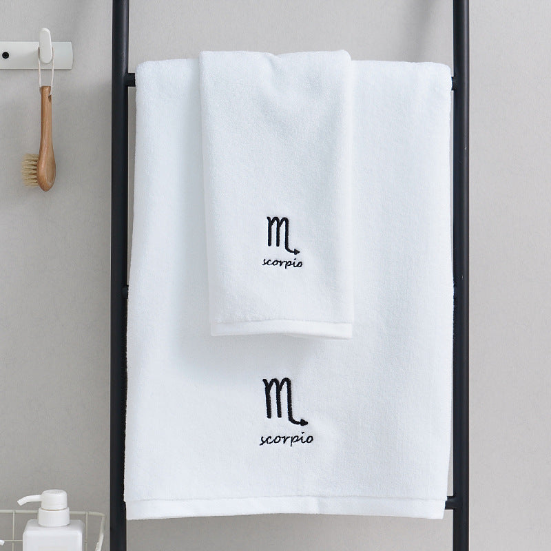 Zodiac Luxury Towel Set (2-Piece) White Scorpio