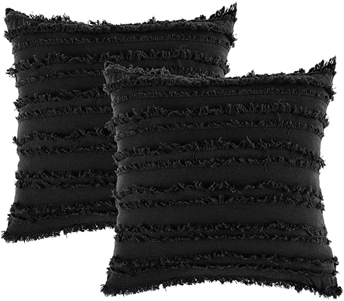 Ruffled Cushion Covers 2 Pack Black
