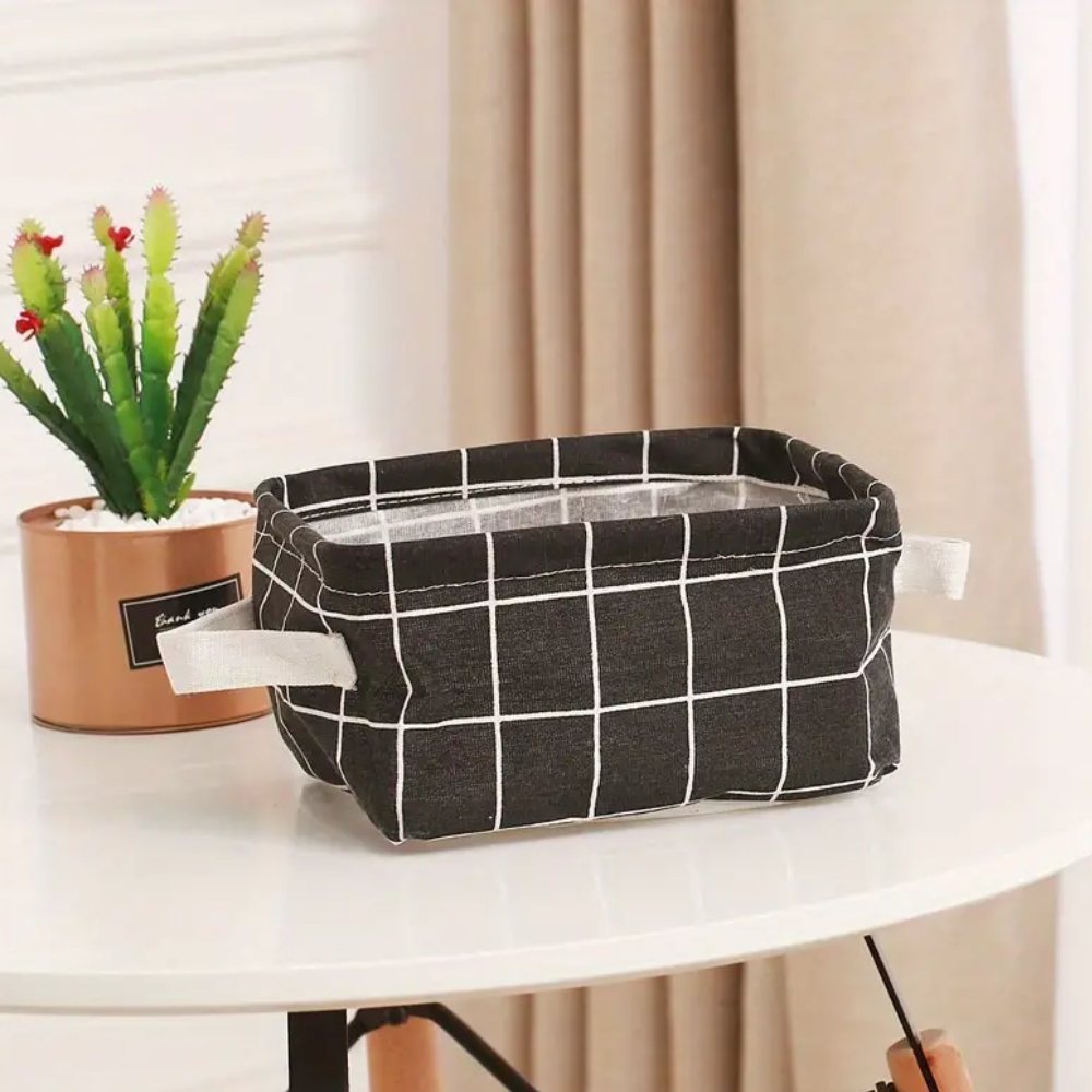 Storage Cloth Basket Black Check