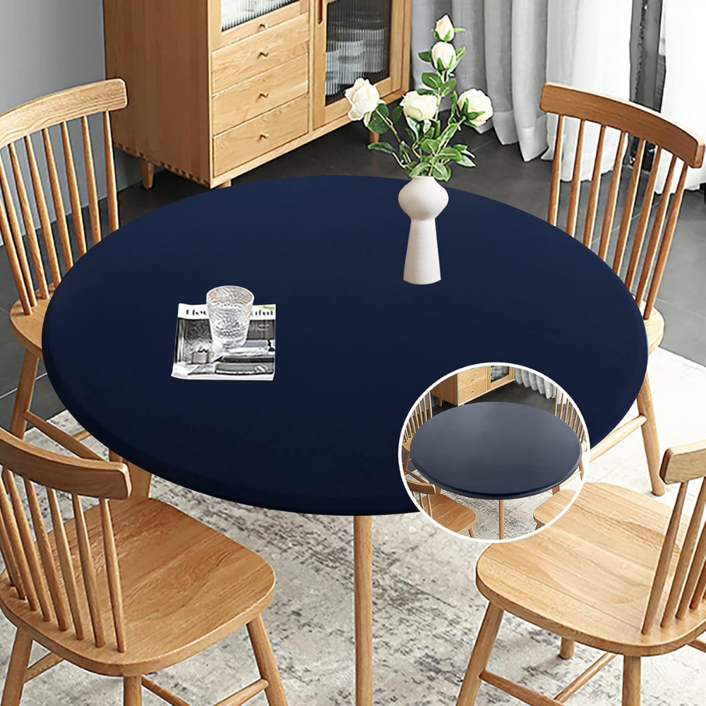 Round Fitted Table Cloth Navy Blue