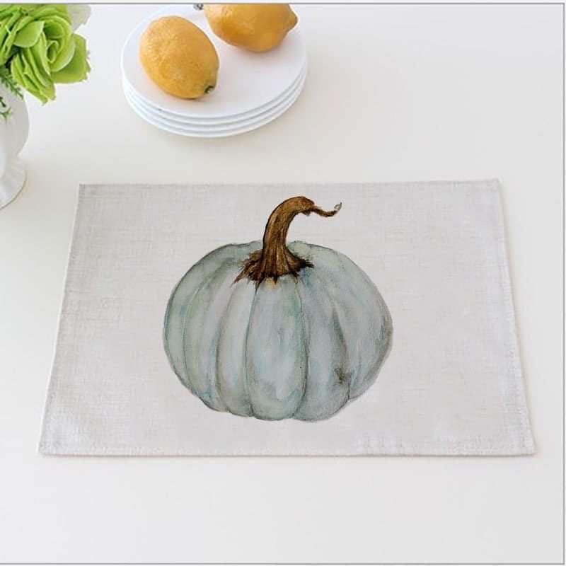 Grateful Fall Dinner Mats Teal Pumpkin