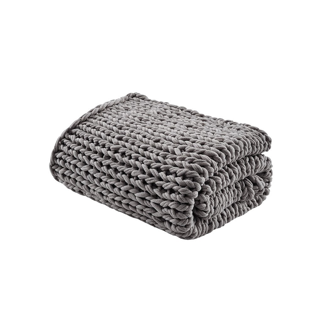 Chunky Double Knit Handmade Throw Blanket 50x60" Charcoal