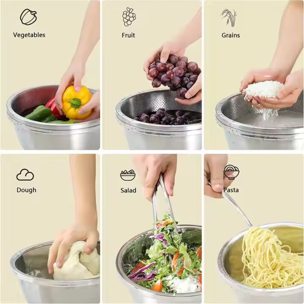 Rinse Mix Stainless Colander Duo Set