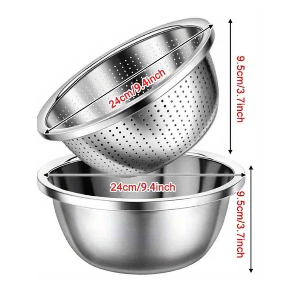 Rinse Mix Stainless Colander Duo Set 9.4"