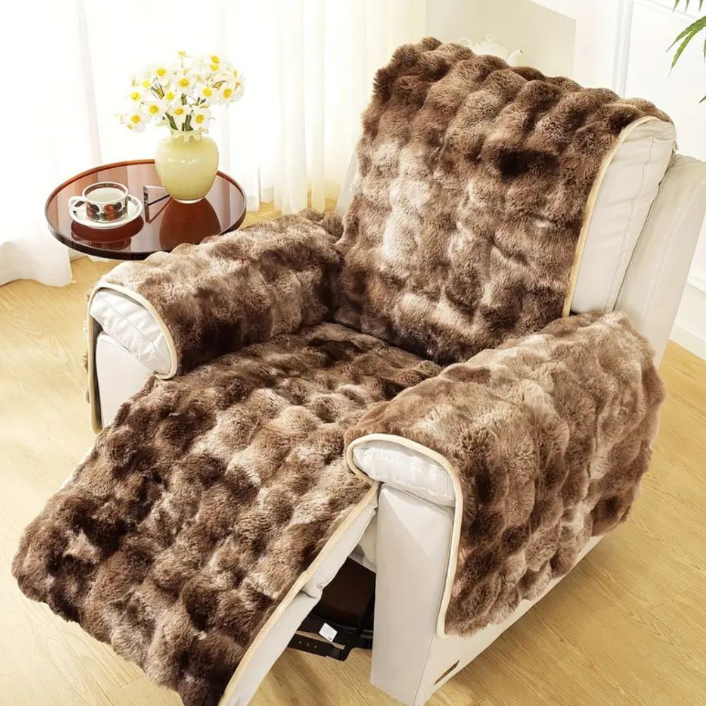 Velvet Plush Recliner Sofa Cover Espresso Swirl