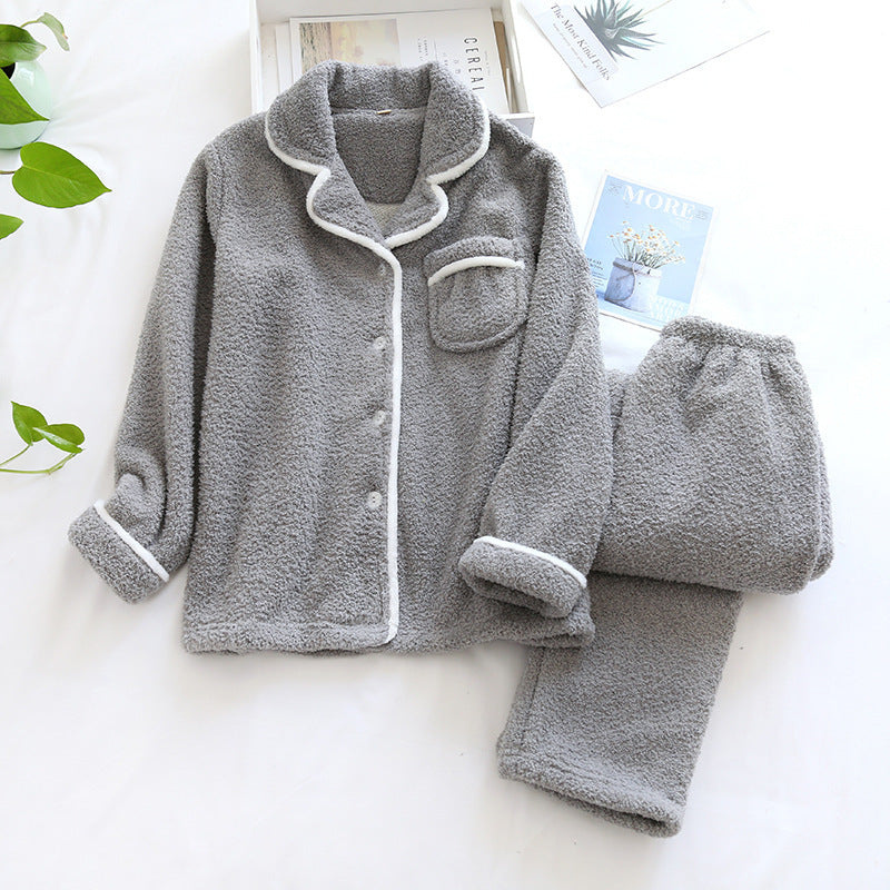 Fleece Winter Pajamas Set for Men & Women Gray (Women's)
