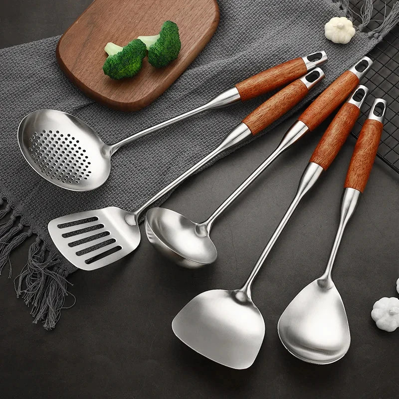 Stainless Steel Kitchen Utensil Set with Holder