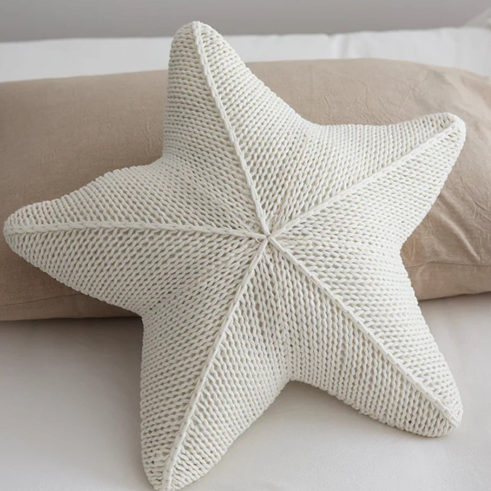 Starfish Hand-Knitted Cushion Sea Foam