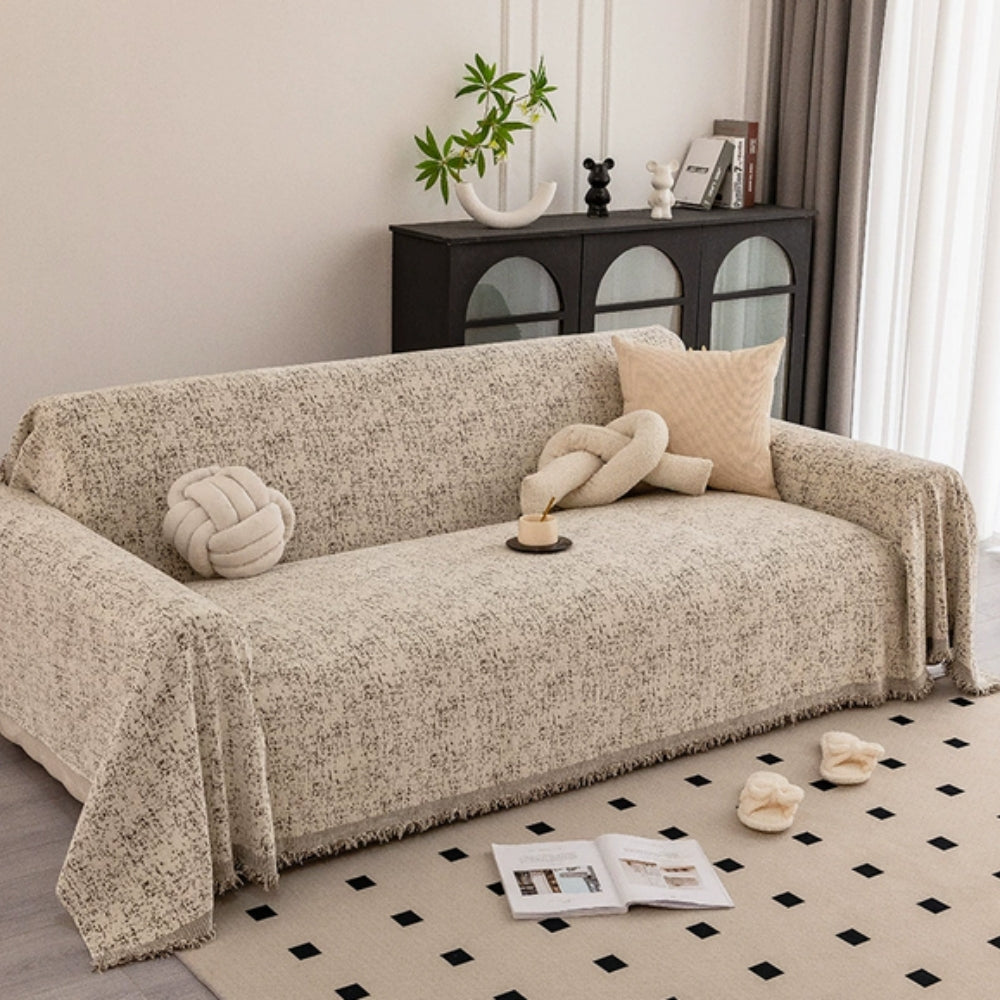 Speckled Pattern Chenille Sofa Cover Mottled Sand