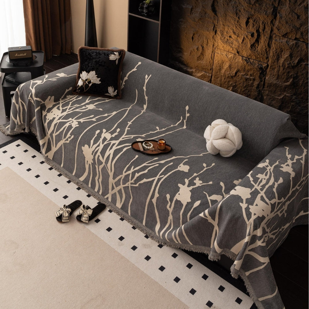 Twilight Branches Chenille Sofa Cover Ashen Willow