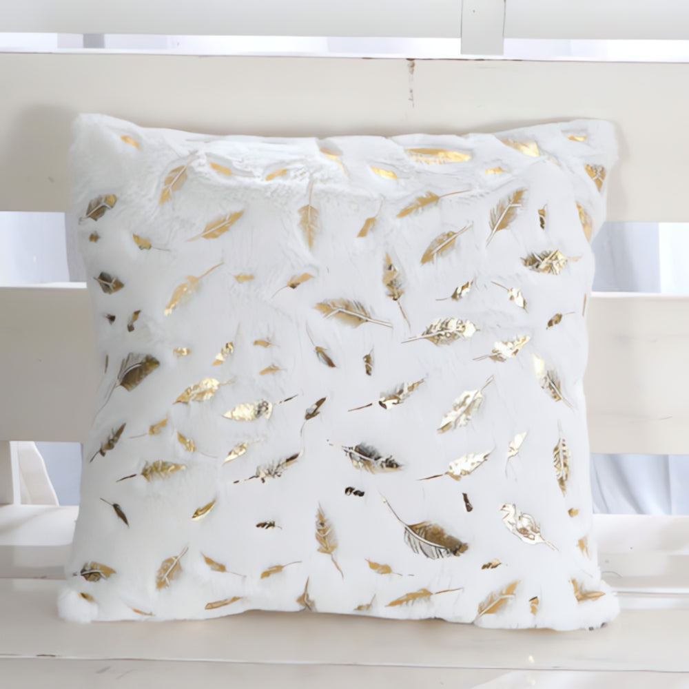 Golden Leaf Velvet Cushion Covers Winter Glow
