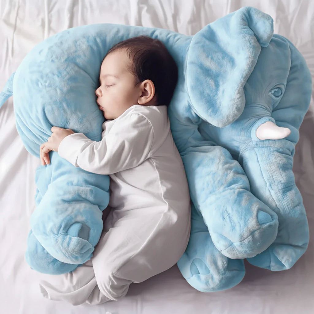 Jumbo Elephant Plush Pillow Blue