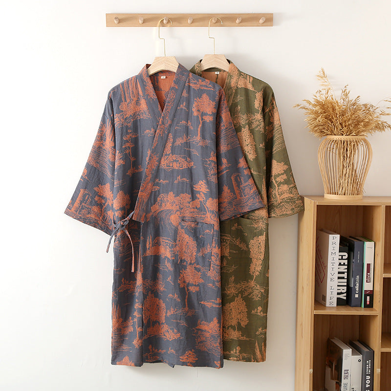 Men’s Cotton Bathrobe Lightweight Kimono