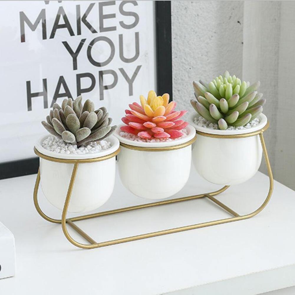 Metal Sleigh Succulent Trio Gold